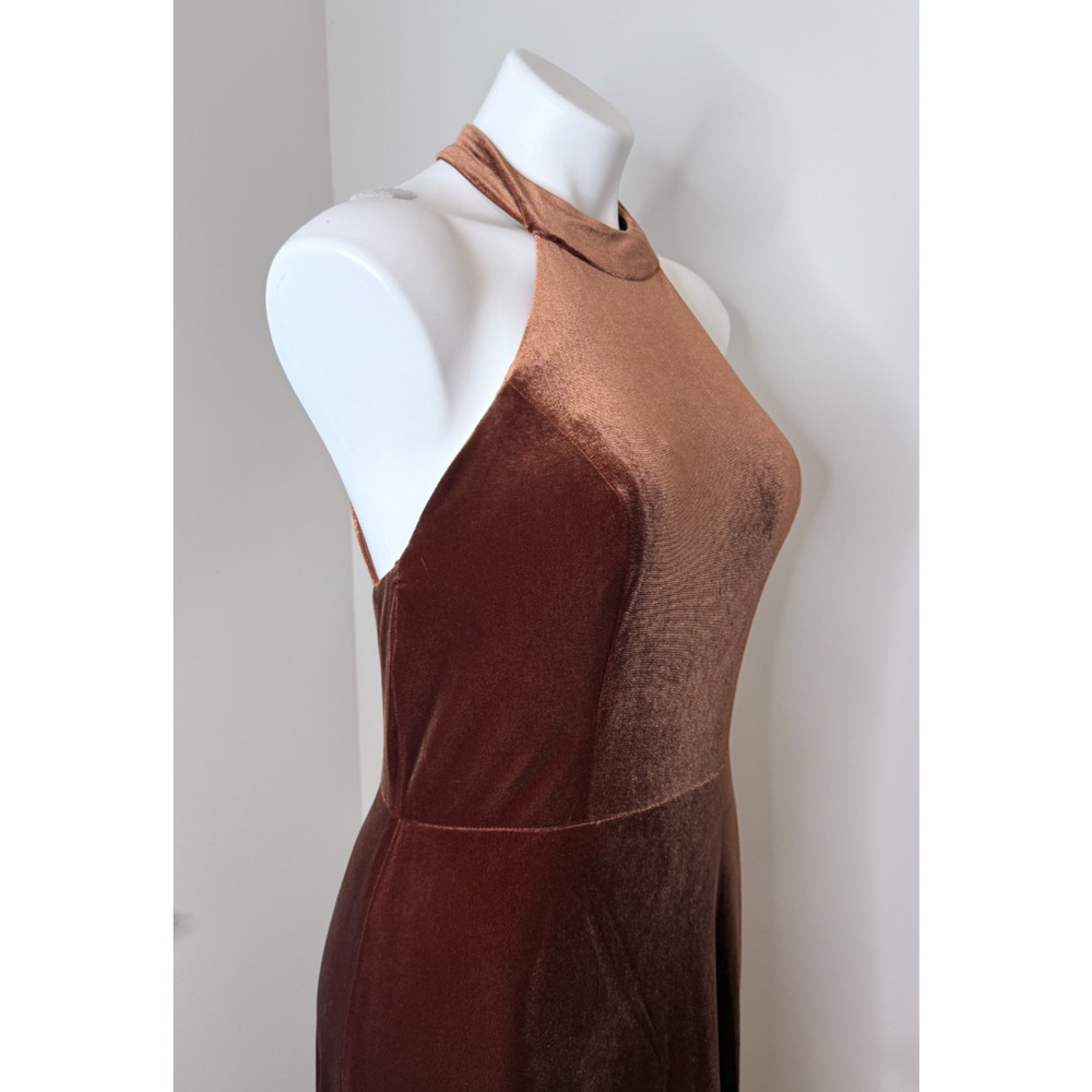 Revelry Tori Velvet Dress Rust Halter Lined Bridesmaid/ Formal Size 8 - Picture 6 of 10
